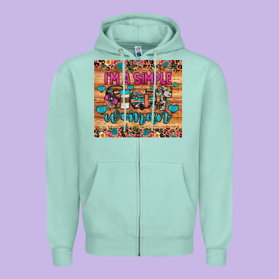 I'm A Simple Woman Zipper Hoodie Designed By Jahusdesignshop