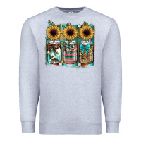 Heather Grey mason jar, sunflower Premium Sweatshirt - JahusDesignShop