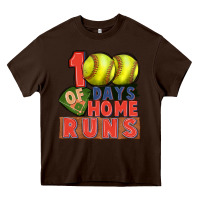 Chocolate Brown 100 days of home runs softball Heavy Core Tee - CowGirlArtShop