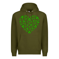 Army Green shamrock heart Premium Hoodie - Artiststas