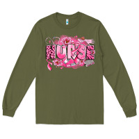 Army Green breast cancer nurse Long Sleeve Tee - LillyAllenDesigns