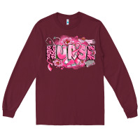 Burgundy breast cancer nurse Long Sleeve Tee - LillyAllenDesigns