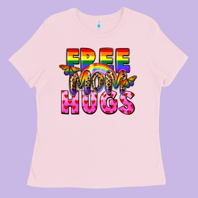 Free Mom Hugs Ladies Tee Designed By Fadigitalartstudio