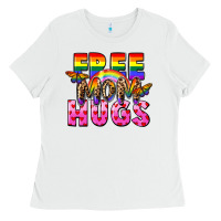 White Free Mom hugs Ladies Tee - FaDigitalArtStudio