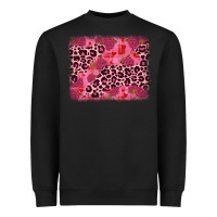 Black valentine's day roses leopard background Heavyweight Sweatshirt - JahusDesignShop