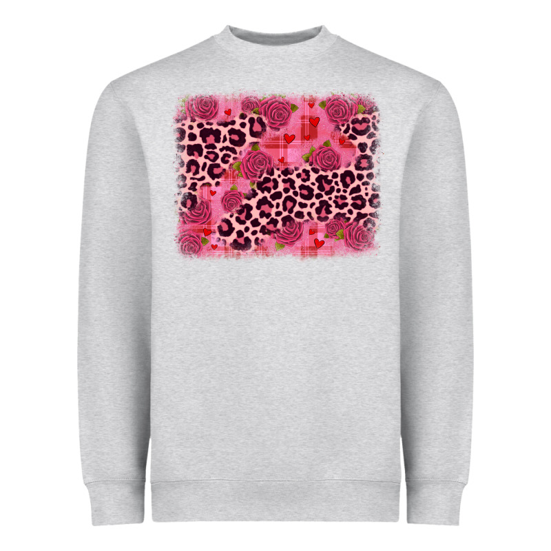 Valentine's Day Roses Leopard Background Heavyweight Sweatshirt by JahusDesignShop | Teevron