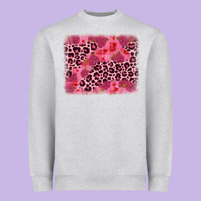 Valentine's Day Roses Leopard Background Heavyweight Sweatshirt Designed By Jahusdesignshop