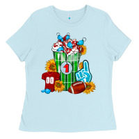Baby Blue Football Frappe Ladies Tee - FaDigitalArtStudio