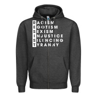 Charcoal Heather resist   political resistance Zipper Hoodie - baoMotion