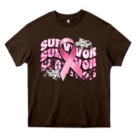 Chocolate Brown survivor breast cancer Heavy Core Tee - CowGirlArtShop