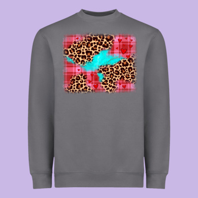 Valentine's Day Leopard Background Heavyweight Sweatshirt Designed By Jahusdesignshop