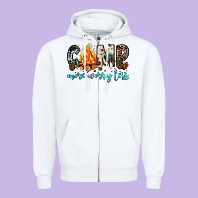 Camp More Worry Less Zipper Hoodie Designed By Jahusdesignshop