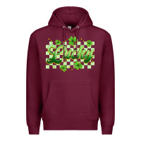 Burgundy checkered lucky Premium Hoodie - Artiststas