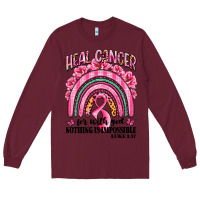 Burgundy heal cancer rainbow Long Sleeve Tee - LillyAllenDesigns