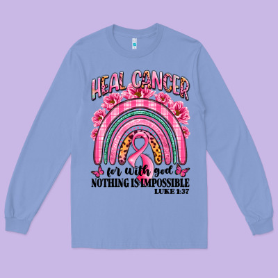 Heal Cancer Rainbow Long Sleeve Tee Designed By Lillyallendesigns
