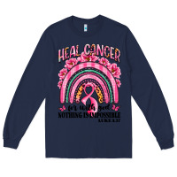 Navy heal cancer rainbow Long Sleeve Tee - LillyAllenDesigns