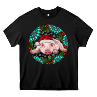 Black Baby Pig Christmas Heavy Core Tee - RanaPortraitStore