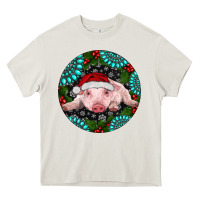 Cream Baby Pig Christmas Heavy Core Tee - RanaPortraitStore