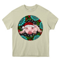 Mossy Baby Pig Christmas Heavy Core Tee - RanaPortraitStore
