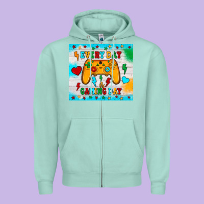Every Day Is Gaming Day Zipper Hoodie Designed By Jahusdesignshop