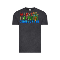Vintage Black merry happy chrismukkah Vintage Tee - FaDigitalArtStudio