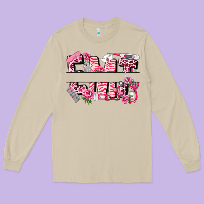 Breast Cancer Emt Emergency Medical Technician Long Sleeve Tee Designed By Lillyallendesigns