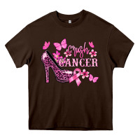 Chocolate Brown Crush Cancer with high heels Cancer Awareness Heavy Core Tee - HowdyJamesFarm