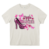 Cream Crush Cancer with high heels Cancer Awareness Heavy Core Tee - HowdyJamesFarm