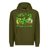 Army Green with god all things are possible Premium Hoodie - Artiststas