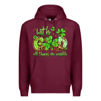 Burgundy with god all things are possible Premium Hoodie - Artiststas