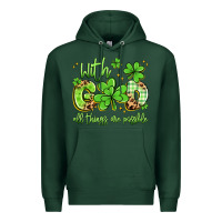 Sports Green with god all things are possible Premium Hoodie - Artiststas