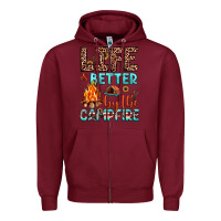 Burgundy life is better by the campfire Zipper Hoodie - JahusDesignShop