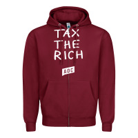 Burgundy aoc tax the rich Zipper Hoodie - baoMotion