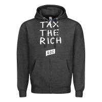 Charcoal Heather aoc tax the rich Zipper Hoodie - baoMotion