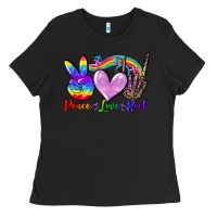 Black Peace love rock Ladies Tee - FaDigitalArtStudio