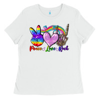 White Peace love rock Ladies Tee - FaDigitalArtStudio