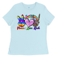 Baby Blue Peace love rock Ladies Tee - FaDigitalArtStudio