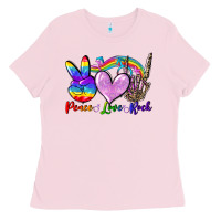 Bubblegum Pink Peace love rock Ladies Tee - FaDigitalArtStudio