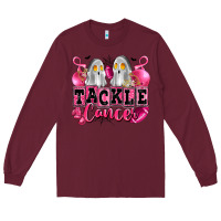 Burgundy tackle cancer with ghosts playing football Long Sleeve Tee - LillyAllenDesigns