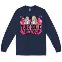 Navy tackle cancer with ghosts playing football Long Sleeve Tee - LillyAllenDesigns