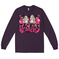 Plum tackle cancer with ghosts playing football Long Sleeve Tee - LillyAllenDesigns
