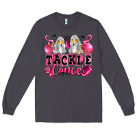 Smoke tackle cancer with ghosts playing football Long Sleeve Tee - LillyAllenDesigns