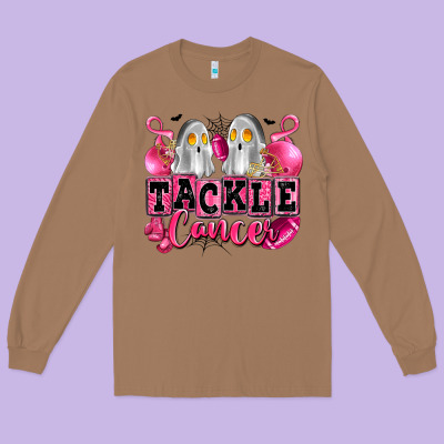 Tackle Cancer With Ghosts Playing Football Long Sleeve Tee Designed By Lillyallendesigns