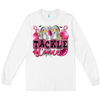 White tackle cancer with ghosts playing football Long Sleeve Tee - LillyAllenDesigns