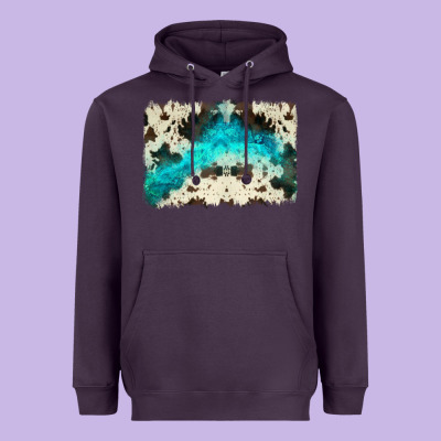 Turquoise, Cowhide Backgraund Heavyweight Hoodie Designed By Jahusdesignshop