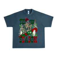 Midnight Navy tis the season skeleton snowboard Urban Heavy Tee - FaDigitalArtStudio