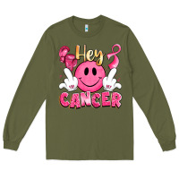 Army Green hey cancer with middle fingers Long Sleeve Tee - LillyAllenDesigns
