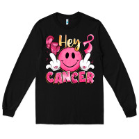Black hey cancer with middle fingers Long Sleeve Tee - LillyAllenDesigns