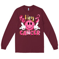 Burgundy hey cancer with middle fingers Long Sleeve Tee - LillyAllenDesigns