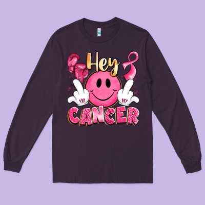 Hey Cancer With Middle Fingers Long Sleeve Tee Designed By Lillyallendesigns